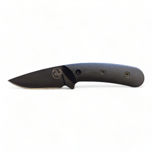 Tassie Tiger Knives Fixed Blade - Black Handle w/ Leather Sheath (Australian Made)