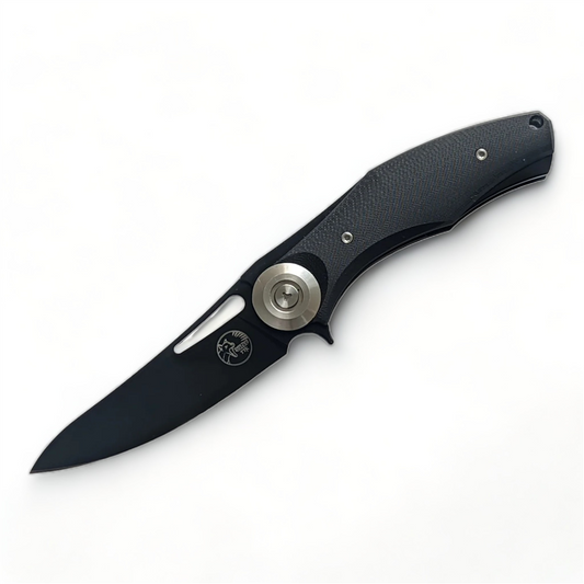 Tassie Tiger Knives Folding Knife w/ Black Blade - Black Handle